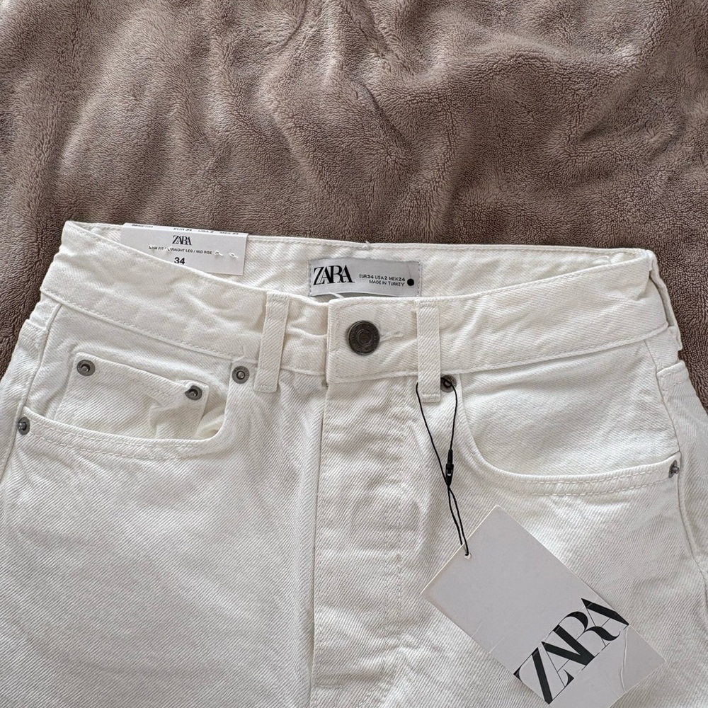 Zara White Denim Jeans